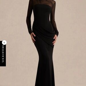 Sophisticated Black Mesh Sleeve Wedding Dress